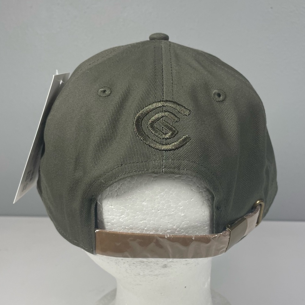 NEW Cleveland Golf Leather Patch Hat Cap Olive Green Adjustable NWT - Picture 2 of 3